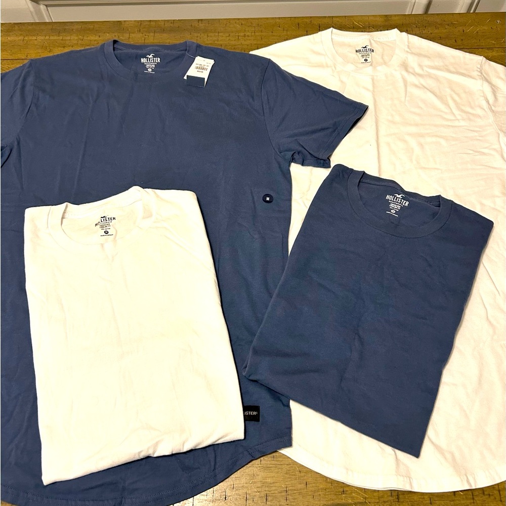 Hollister Curved Hem Longline Fit T-Shirts (Brand New) Size Medium (Pack of 4)